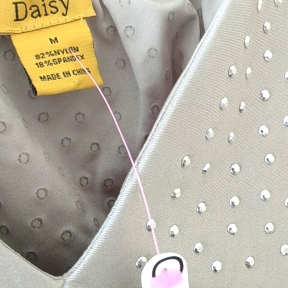 BODYSUIT GRAY SILVER STUDDED V-NECK HIGH-CUT THONG SIZE MEDIUM NWT - Picture 7 of 7